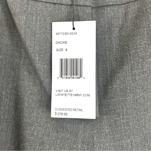 Lafayette 148 New York NWT Designer Stretch Straight Leg Wool Trouser Smoke Sz:8 - Picture 6 of 8
